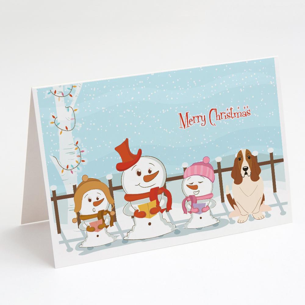 Merry Christmas Carolers Basset Hound Greeting Cards Pack of 8 Blank Cards with Envelopes Whimsical A7 Size 5x7