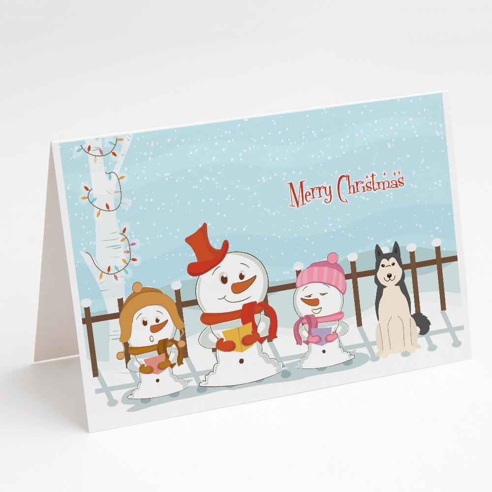 Merry Christmas Carolers West Siberian Laika Spitz Greeting Cards Pack of 8 Blank Cards with Envelopes Whimsical A7 Size 5x7