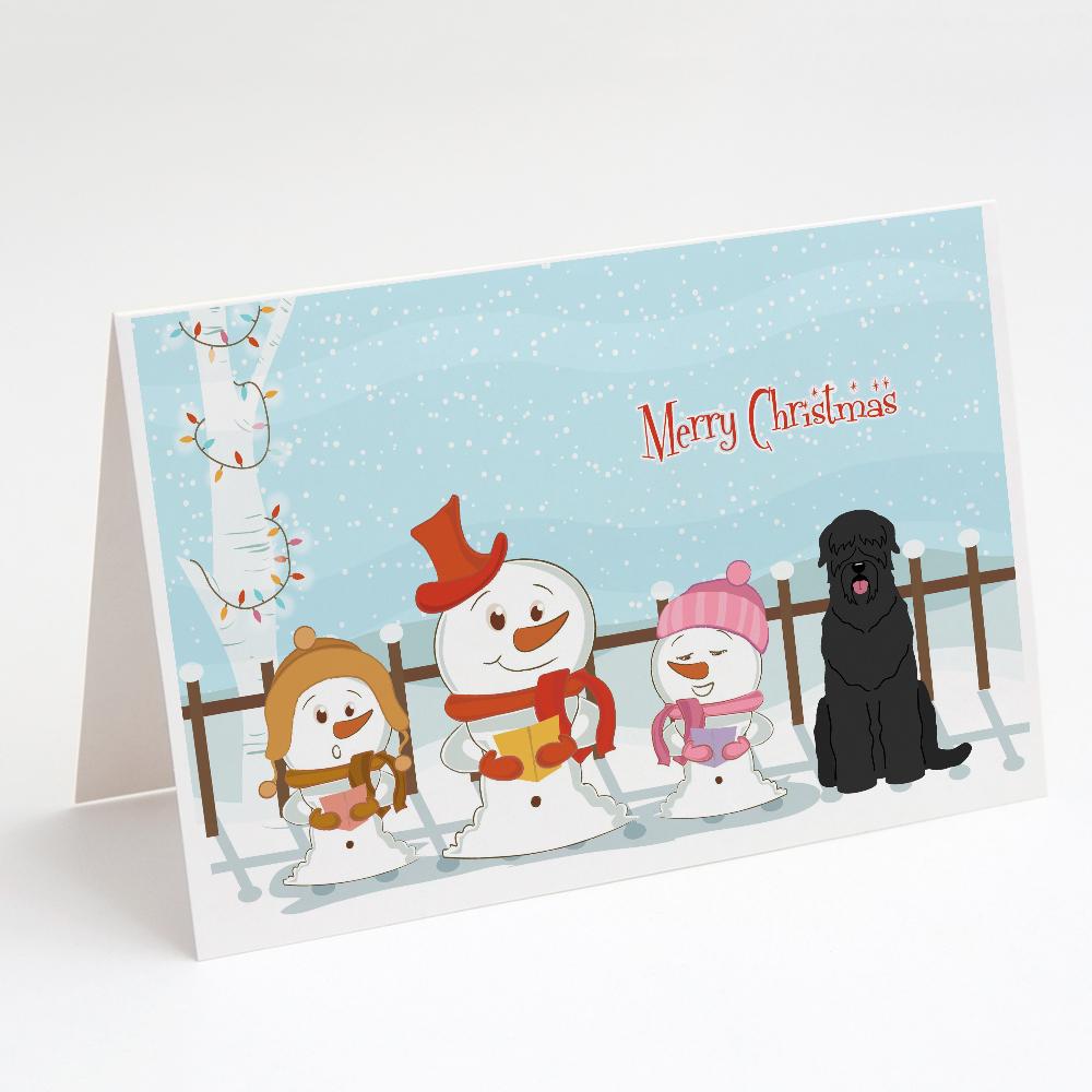 Merry Christmas Carolers Black Russian Terrier Greeting Cards Pack of 8 Blank Cards with Envelopes Whimsical A7 Size 5x7