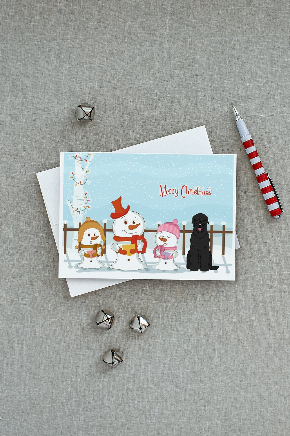 Merry Christmas Carolers Black Russian Terrier Greeting Cards Pack of 8 Blank Cards with Envelopes Whimsical A7 Size 5x7