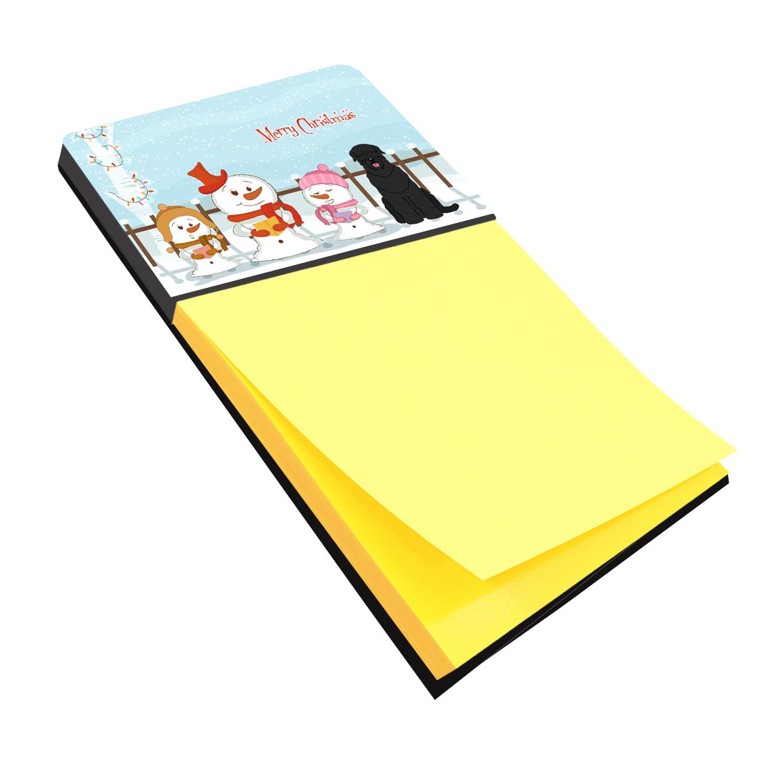 Merry Christmas Carolers Black Russian Terrier Watercolor Sticky Note Holder Refillable Dispenser Desk Accessory 3x3 Pad Gift