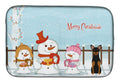 Merry Christmas Carolers Manchester Terrier Dish Drying Mat Absorbent Dish Drying Mat Pad for Kitchen Counter Dish Drainer Mat for Countertop, 14 x 21", Multicolor