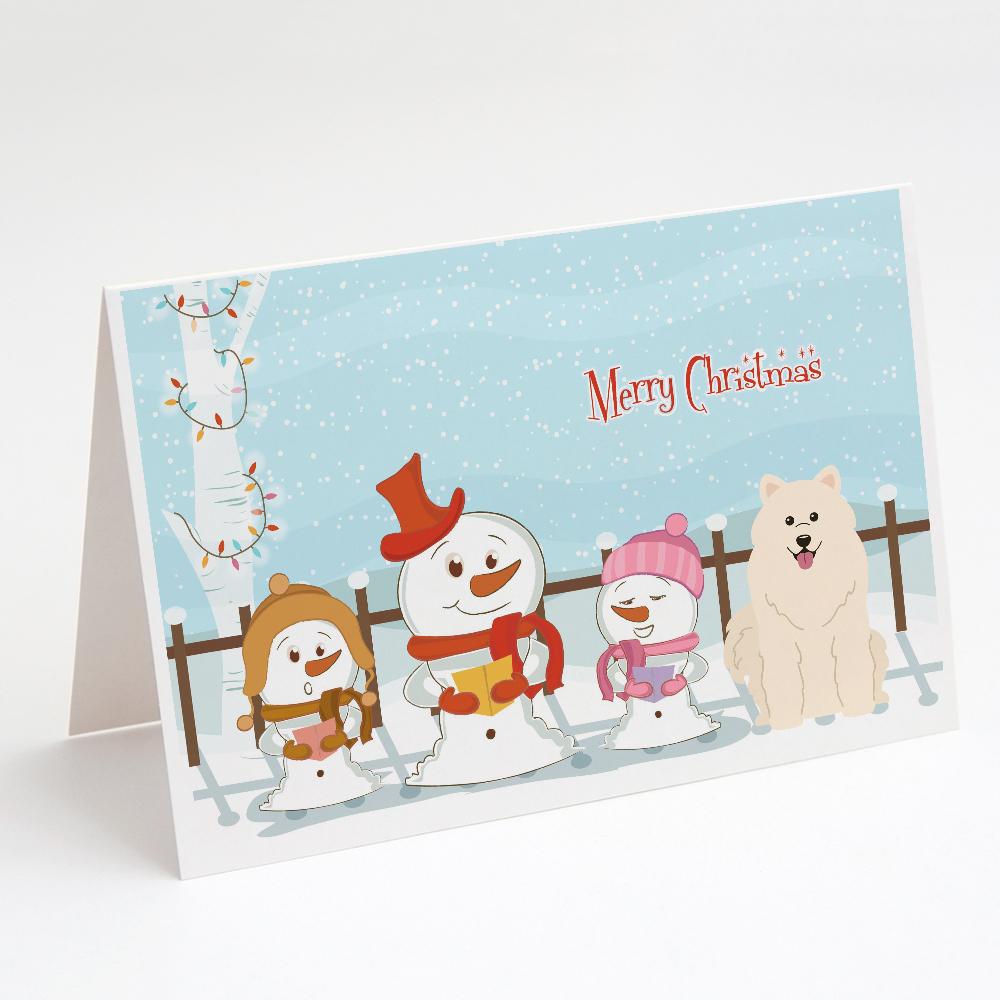 Merry Christmas Carolers Samoyed Greeting Cards Pack of 8 Blank Cards with Envelopes Whimsical A7 Size 5x7