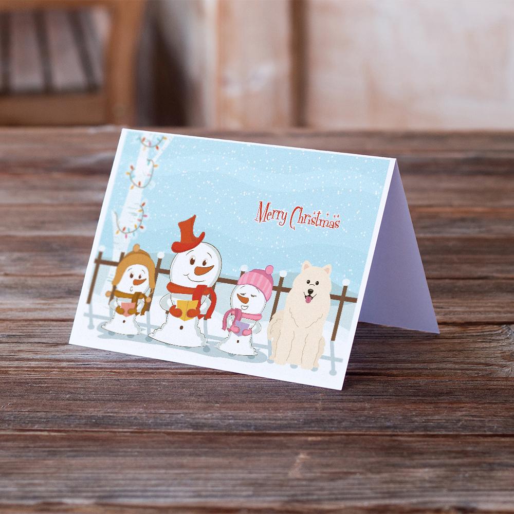 Merry Christmas Carolers Samoyed Greeting Cards Pack of 8 Blank Cards with Envelopes Whimsical A7 Size 5x7