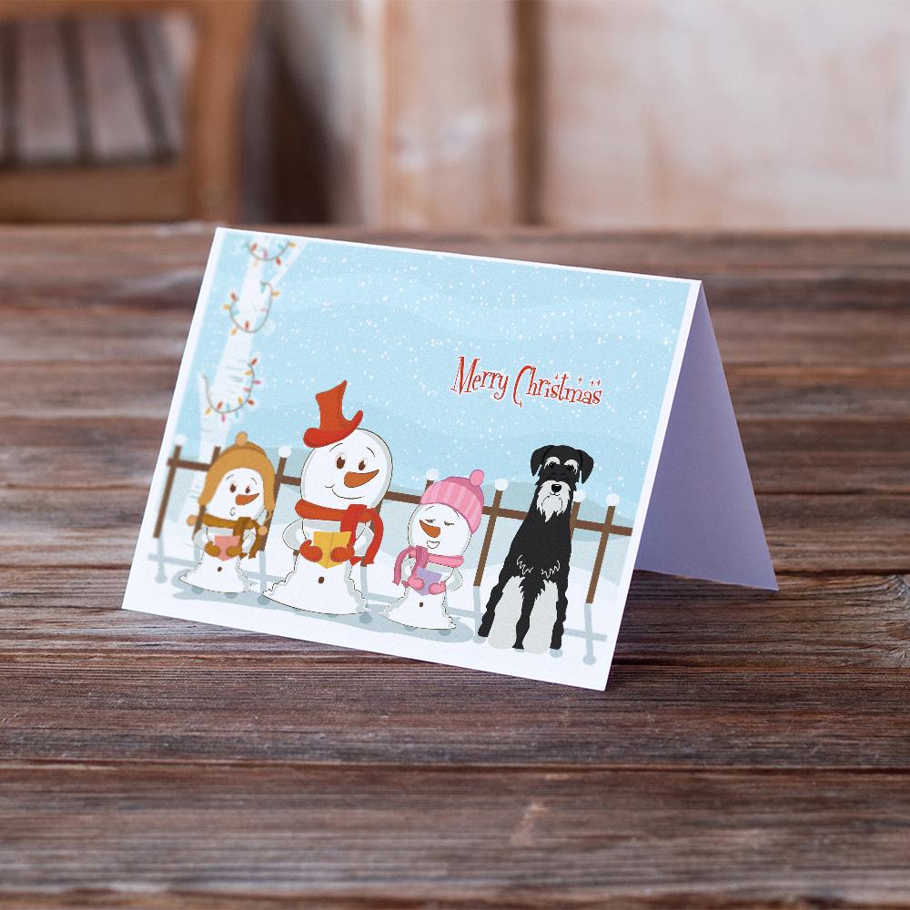 Merry Christmas Carolers Standard Schnauzer Salt and Pepper Greeting Cards Pack of 8 Blank Cards with Envelopes Whimsical A7 Size 5x7
