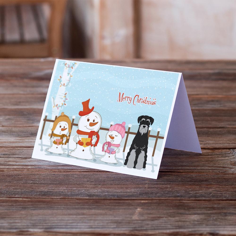 Merry Christmas Carolers Standard Schnauzer Black Grey Greeting Cards Pack of 8 Blank Cards with Envelopes Whimsical A7 Size 5x7