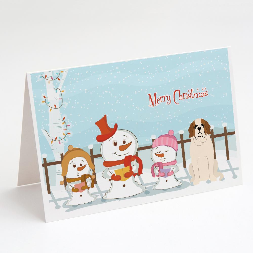Merry Christmas Carolers Saint Bernard Greeting Cards Pack of 8 Blank Cards with Envelopes Whimsical A7 Size 5x7