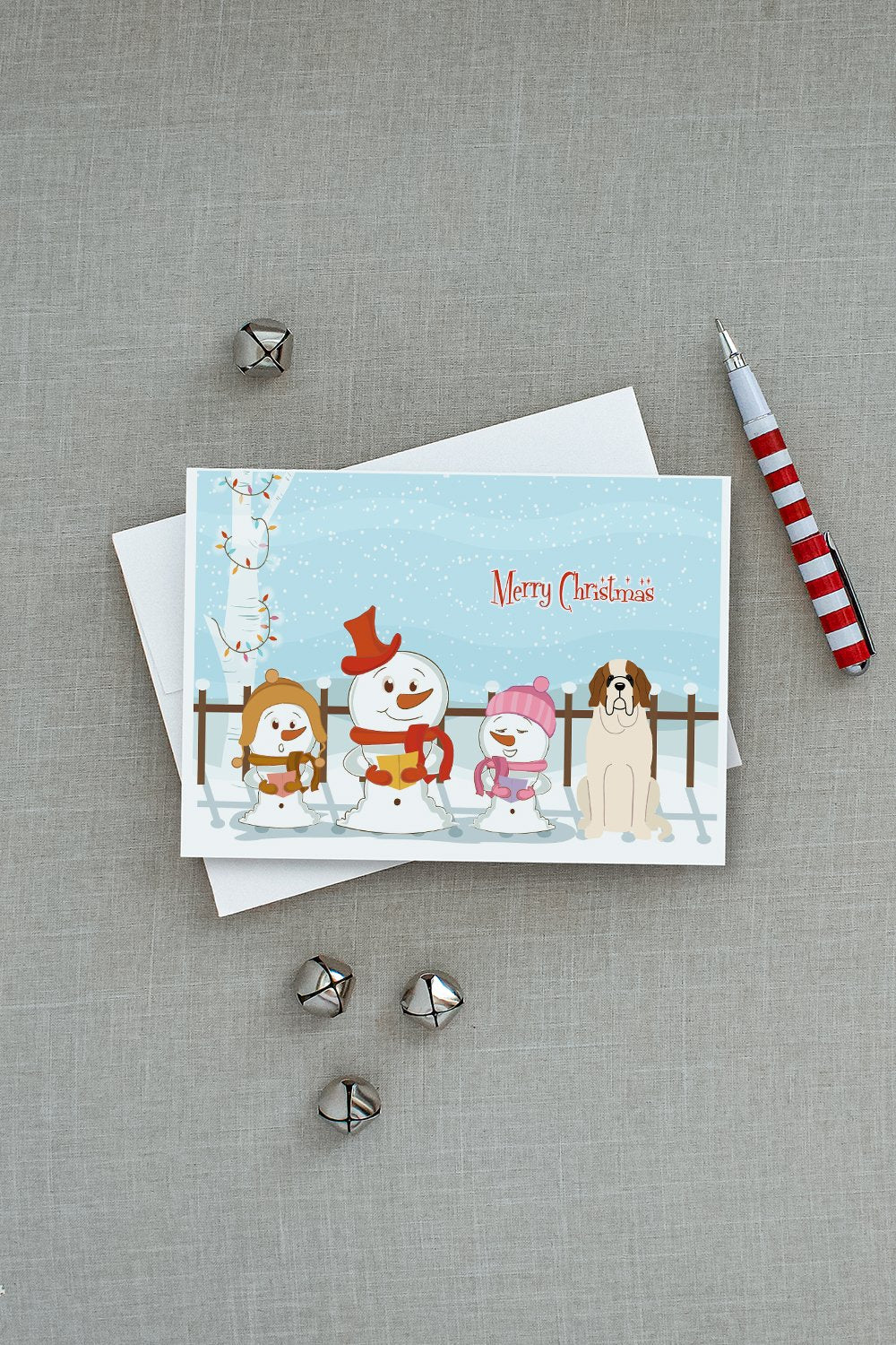 Merry Christmas Carolers Saint Bernard Greeting Cards Pack of 8 Blank Cards with Envelopes Whimsical A7 Size 5x7