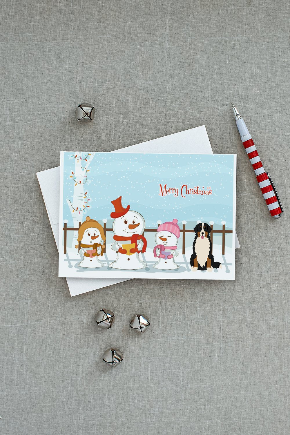 Merry Christmas Carolers Bernese Mountain Dog Greeting Cards Pack of 8 Blank Cards with Envelopes Whimsical A7 Size 5x7