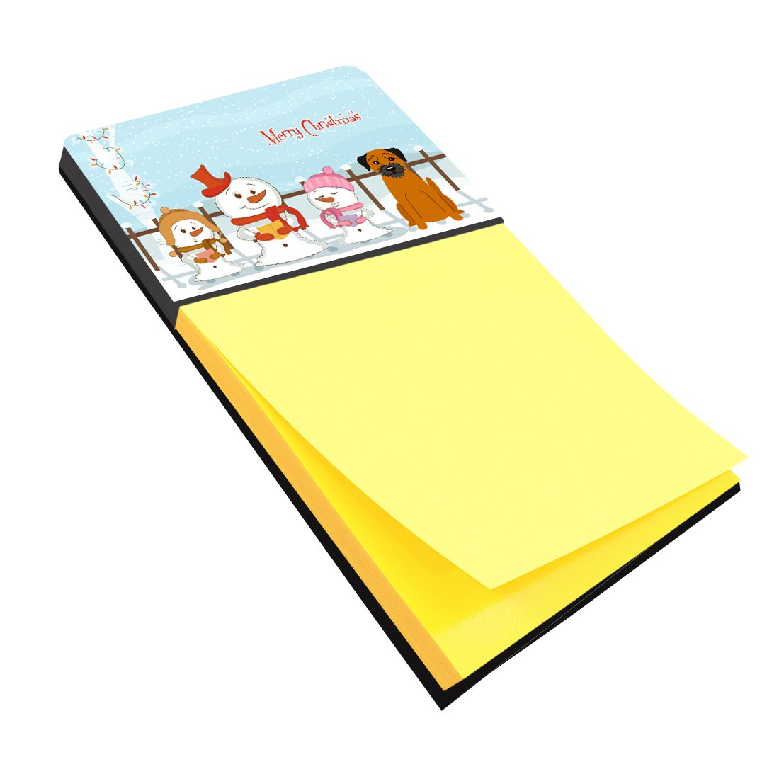 Merry Christmas Carolers Border Terrier Watercolor Sticky Note Holder Refillable Dispenser Desk Accessory 3x3 Pad Gift