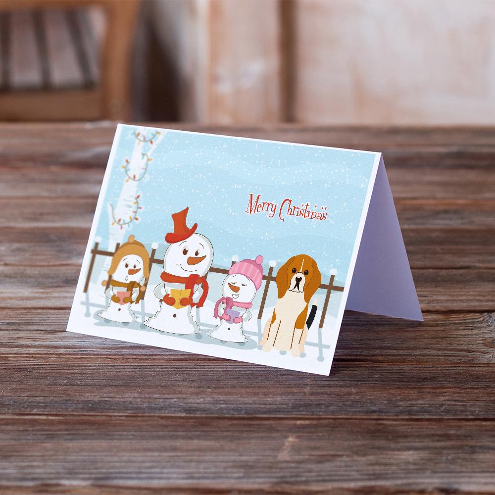 Merry Christmas Carolers Beagle Tricolor Greeting Cards Pack of 8 Blank Cards with Envelopes Whimsical A7 Size 5x7