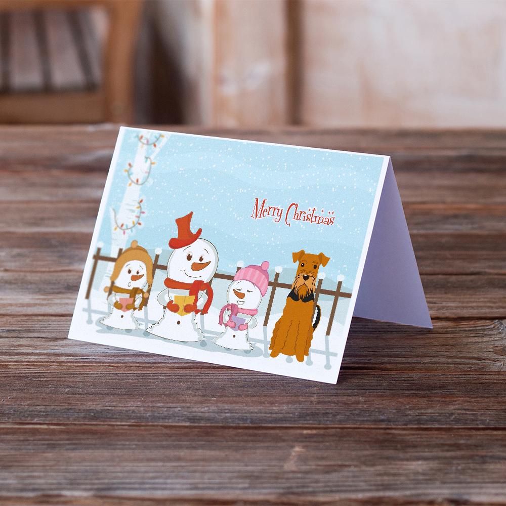 Merry Christmas Carolers Airedale Greeting Cards Pack of 8 Blank Cards with Envelopes Whimsical A7 Size 5x7