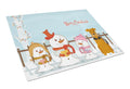 Merry Christmas Carolers Airedale Cutting Board Tempered Glass Kitchen Cutting Surface, Heat Resistant Chopping, Non-Slip Feet, Food Prep & Serving