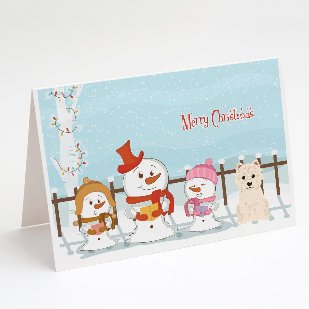 Merry Christmas Carolers Westie Greeting Cards Pack of 8 Blank Cards with Envelopes Whimsical A7 Size 5x7