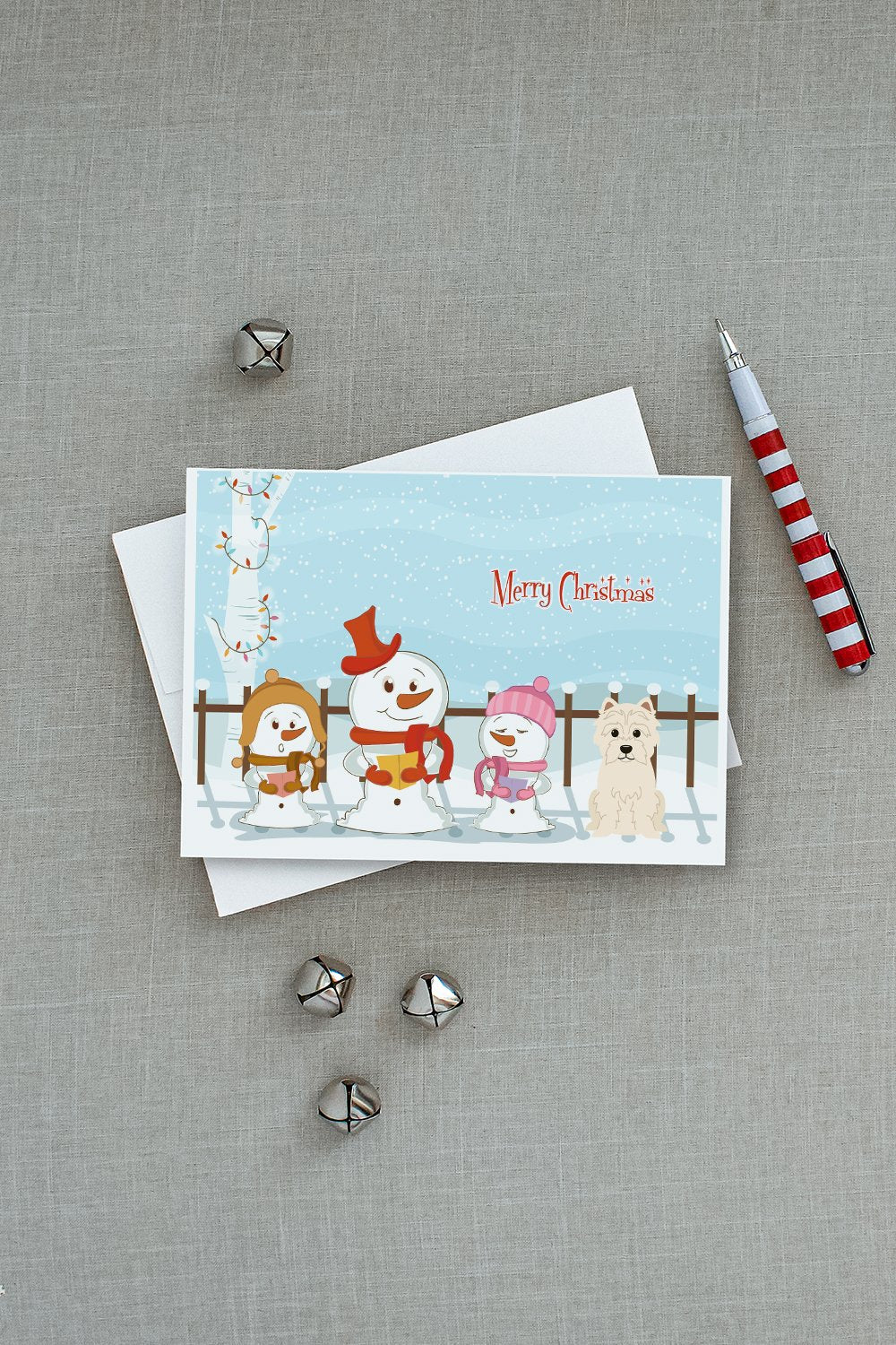 Merry Christmas Carolers Westie Greeting Cards Pack of 8 Blank Cards with Envelopes Whimsical A7 Size 5x7
