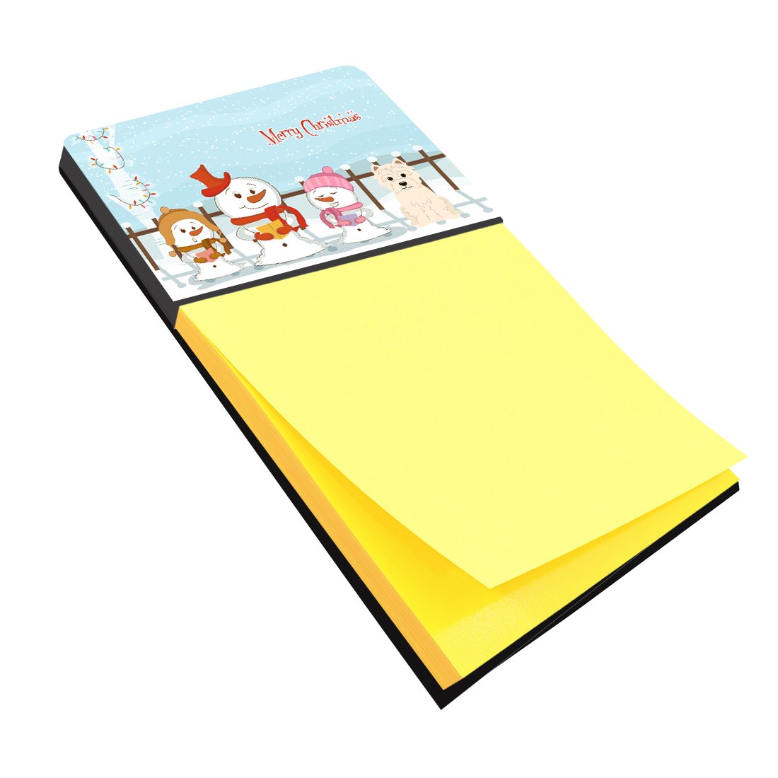 Merry Christmas Carolers Westie Watercolor Sticky Note Holder Refillable Dispenser Desk Accessory 3x3 Pad Gift