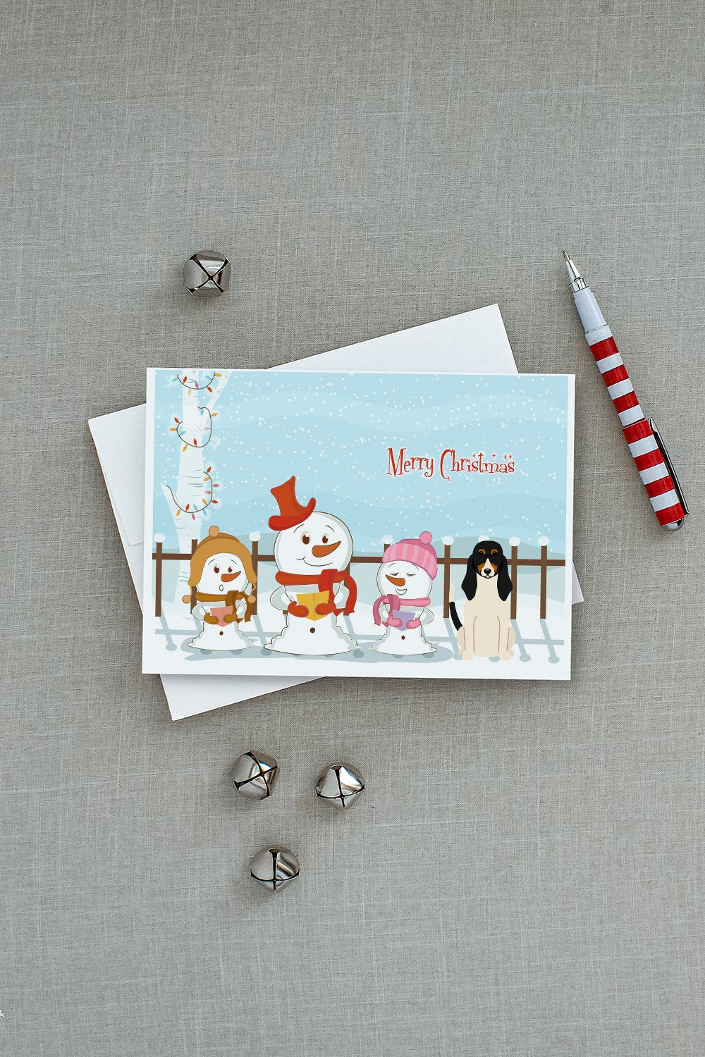 Merry Christmas Carolers Swiss Hound Greeting Cards Pack of 8 Blank Cards with Envelopes Whimsical A7 Size 5x7