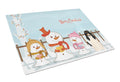 Merry Christmas Carolers Swiss Hound Cutting Board Tempered Glass Kitchen Cutting Surface, Heat Resistant Chopping, Non-Slip Feet, Food Prep & Serving