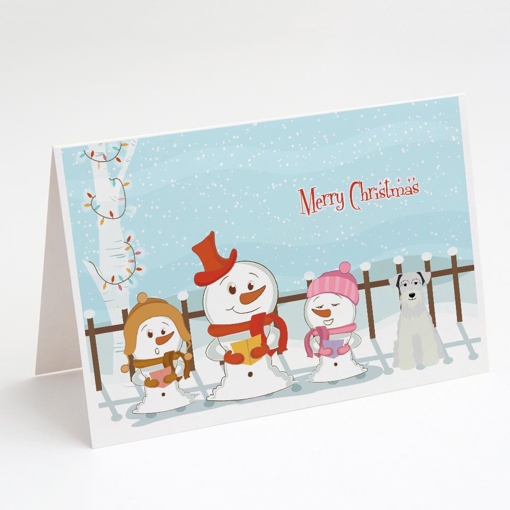 Merry Christmas Carolers Miniature Schnauzer White Greeting Cards Pack of 8 Blank Cards with Envelopes Whimsical A7 Size 5x7