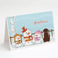 Merry Christmas Carolers Chocolate Labrador Greeting Cards Pack of 8 Blank Cards with Envelopes Whimsical A7 Size 5x7