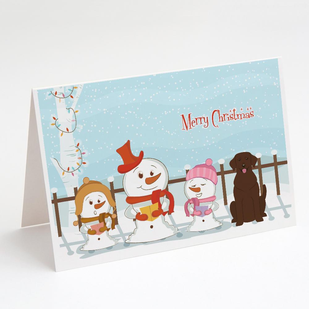 Merry Christmas Carolers Chocolate Labrador Greeting Cards Pack of 8 Blank Cards with Envelopes Whimsical A7 Size 5x7