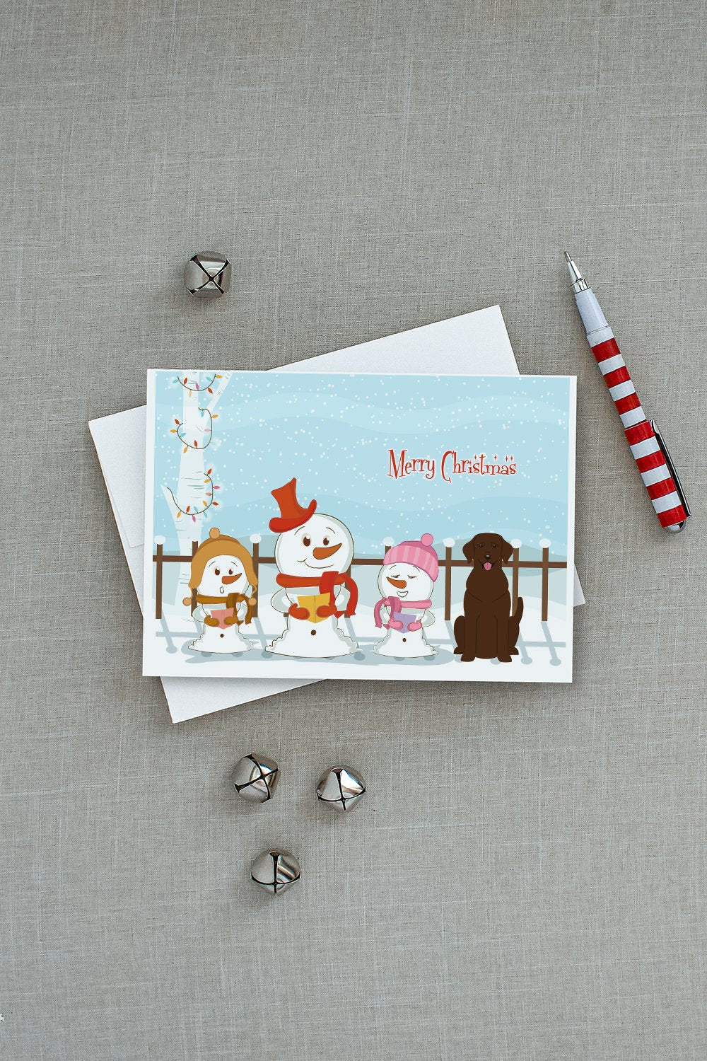 Merry Christmas Carolers Chocolate Labrador Greeting Cards Pack of 8 Blank Cards with Envelopes Whimsical A7 Size 5x7