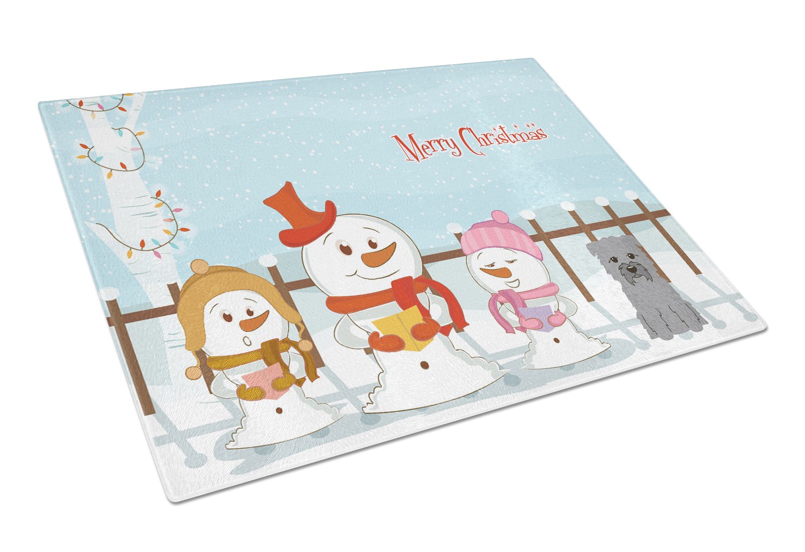 Merry Christmas Carolers Glen of Imal Grey Cutting Board Tempered Glass Kitchen Cutting Surface, Heat Resistant Chopping, Non-Slip Feet, Food Prep & Serving