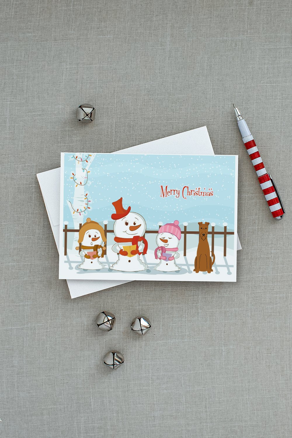 Merry Christmas Carolers Irish Terrier Greeting Cards Pack of 8 Blank Cards with Envelopes Whimsical A7 Size 5x7