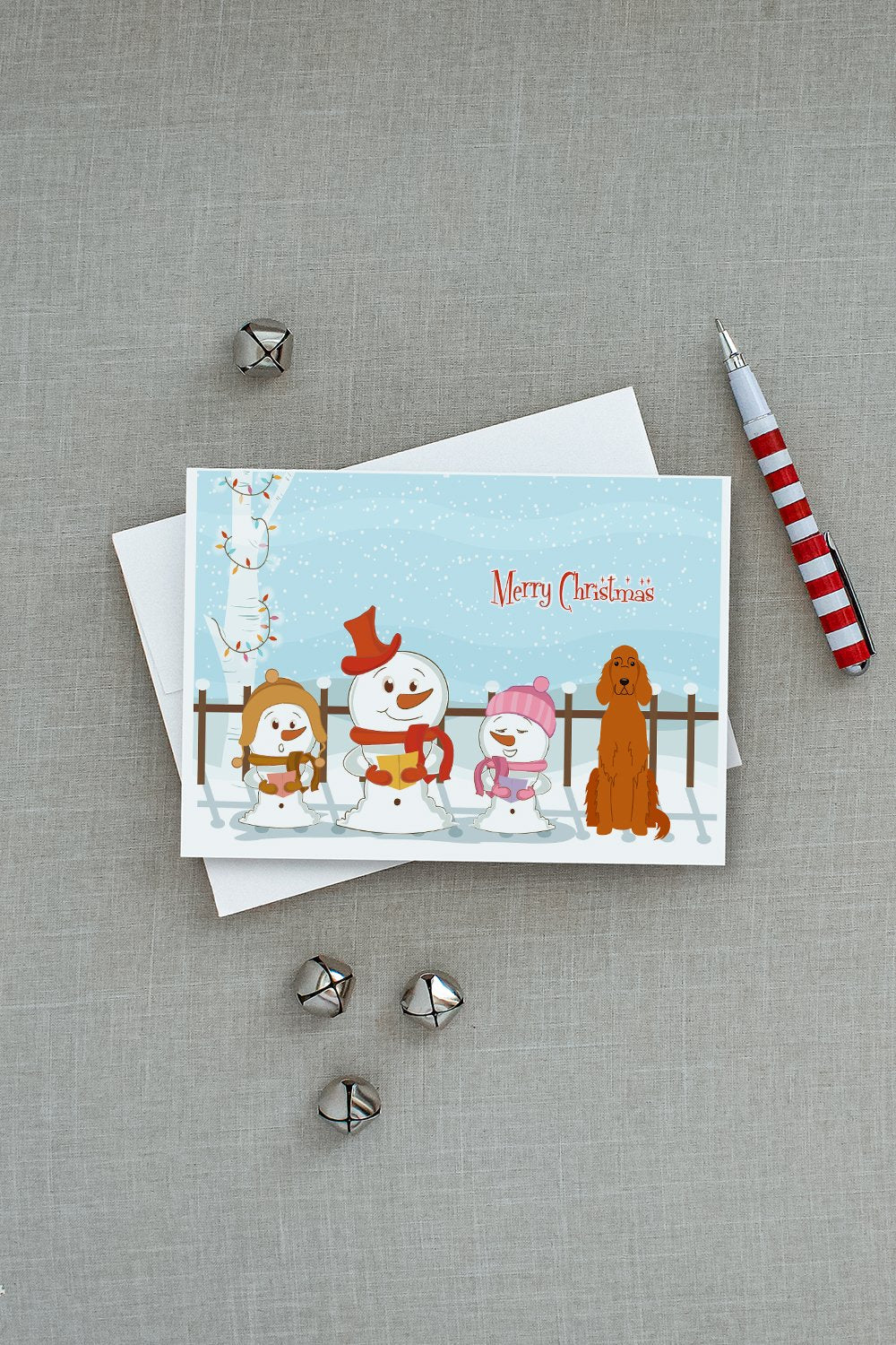 Merry Christmas Carolers Irish Setter Greeting Cards Pack of 8 Blank Cards with Envelopes Whimsical A7 Size 5x7