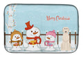 Merry Christmas Carolers Irish Wolfhound Dish Drying Mat Absorbent Dish Drying Mat Pad for Kitchen Counter Dish Drainer Mat for Countertop, 14 x 21", Multicolor
