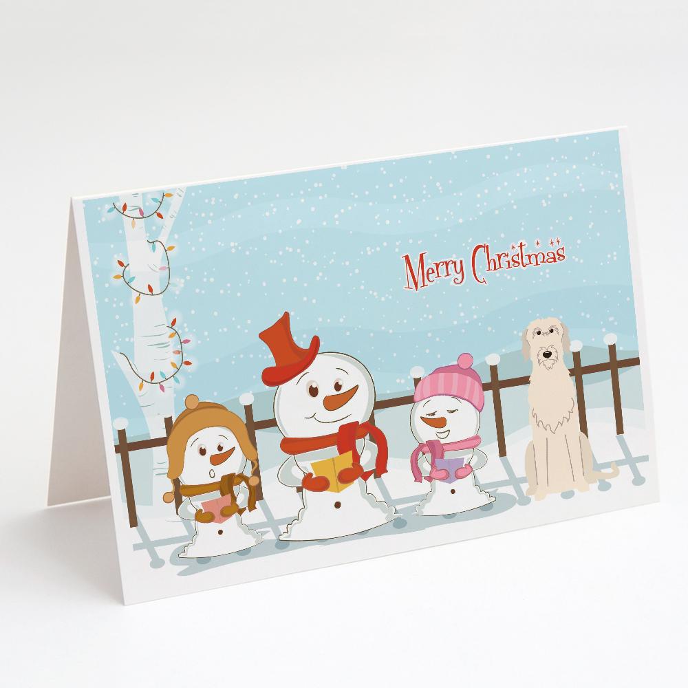 Merry Christmas Carolers Irish Wolfhound Greeting Cards Pack of 8 Blank Cards with Envelopes Whimsical A7 Size 5x7