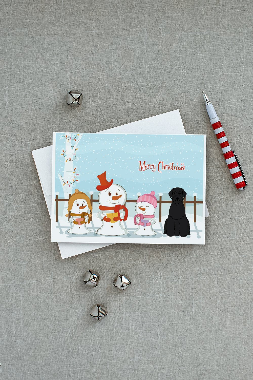 Merry Christmas Carolers Giant Schnauzer Greeting Cards Pack of 8 Blank Cards with Envelopes Whimsical A7 Size 5x7
