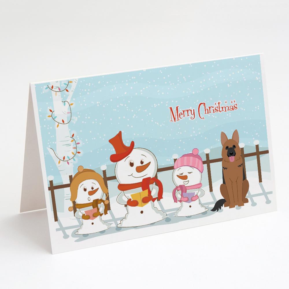 Merry Christmas Carolers German Shepherd Greeting Cards Pack of 8 Blank Cards with Envelopes Whimsical A7 Size 5x7