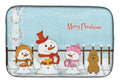 Merry Christmas Carolers Poodle Tan Dish Drying Mat Absorbent Dish Drying Mat Pad for Kitchen Counter Dish Drainer Mat for Countertop, 14 x 21", Multicolor