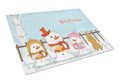 Merry Christmas Carolers Poodle Tan Cutting Board Tempered Glass Kitchen Cutting Surface, Heat Resistant Chopping, Non-Slip Feet, Food Prep & Serving