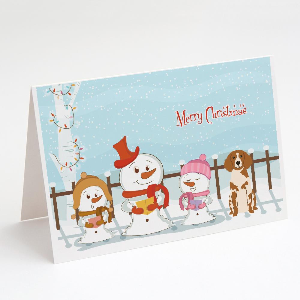 Merry Christmas Carolers Brittany Spaniel Greeting Cards Pack of 8 Blank Cards with Envelopes Whimsical A7 Size 5x7