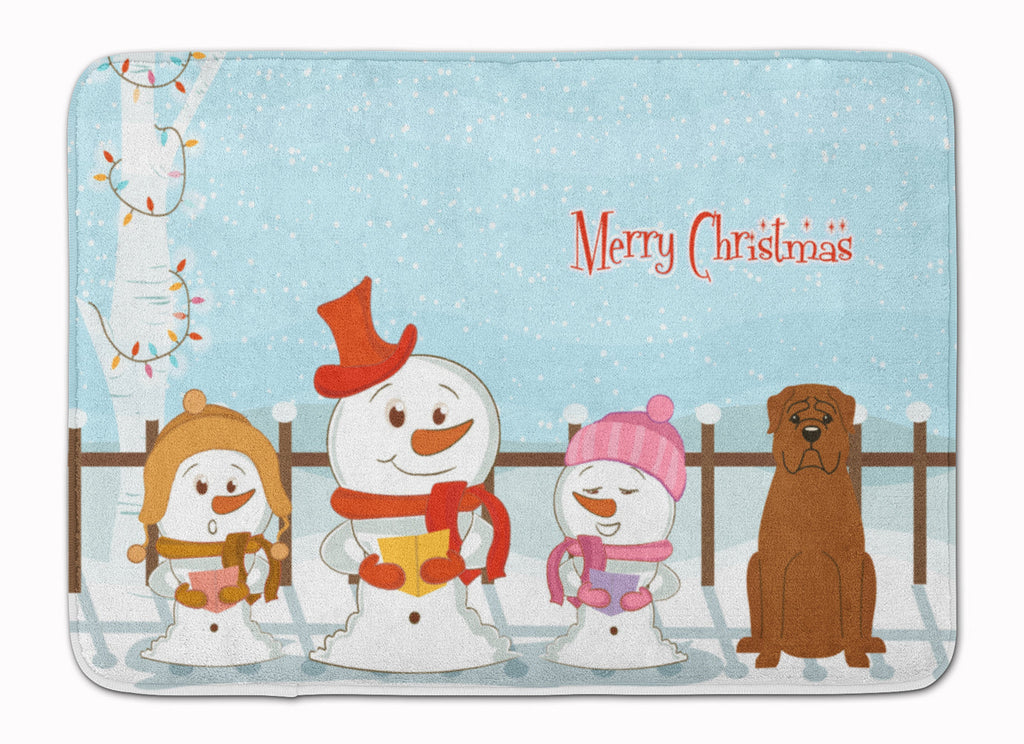 Merry Christmas Carolers Dogue de Bourdeaux Memory Foam Kitchen Mat Machine Washable Anti-Fatigue Cushion Comfort Bath or Kitchen Rug