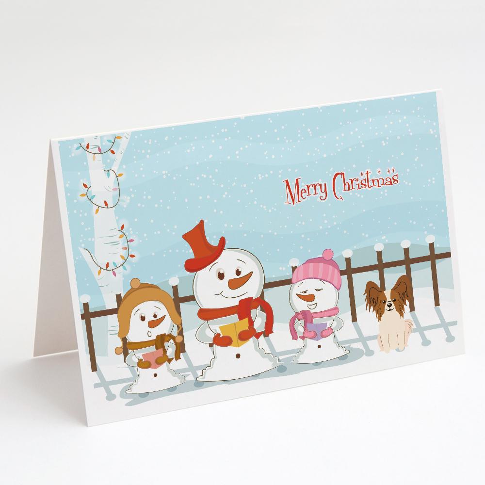 Merry Christmas Carolers Papillon Red White Greeting Cards Pack of 8 Blank Cards with Envelopes Whimsical A7 Size 5x7