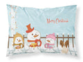 Merry Christmas Carolers Papillon Red White Standard Pillowcase Lightweight Super Soft Easy Care Decorative Artwork Pillowcase, Standard