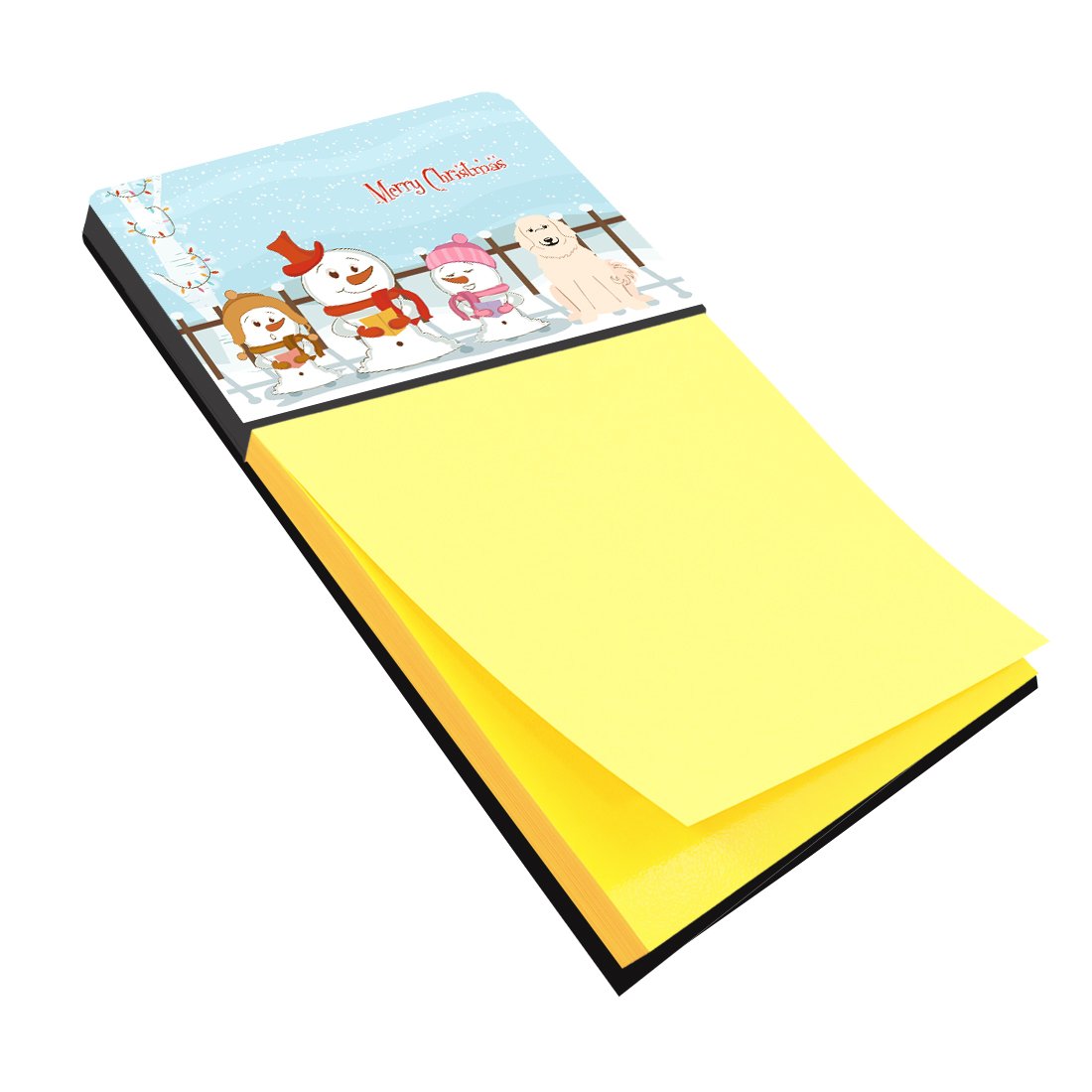 Merry Christmas Carolers Great Pyrenese Watercolor Sticky Note Holder Refillable Dispenser Desk Accessory 3x3 Pad Gift