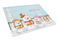 Merry Christmas Carolers Shih Tzu Red White Cutting Board Tempered Glass Kitchen Cutting Surface, Heat Resistant Chopping, Non-Slip Feet, Food Prep & Serving