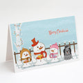 Merry Christmas Carolers Shih Tzu Black Silver Greeting Cards Pack of 8 Blank Cards with Envelopes Whimsical A7 Size 5x7
