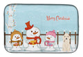 Merry Christmas Carolers Bedlington Terrier Sandy Dish Drying Mat Absorbent Dish Drying Mat Pad for Kitchen Counter Dish Drainer Mat for Countertop, 14 x 21", Multicolor