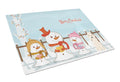 Merry Christmas Carolers Bedlington Terrier Sandy Cutting Board Tempered Glass Kitchen Cutting Surface, Heat Resistant Chopping, Non-Slip Feet, Food Prep & Serving