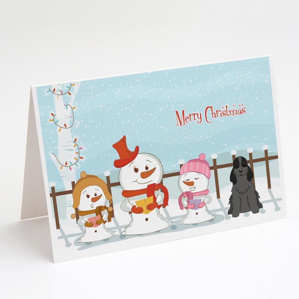 Merry Christmas Carolers Cocker Spaniel Black Greeting Cards Pack of 8 Blank Cards with Envelopes Whimsical A7 Size 5x7