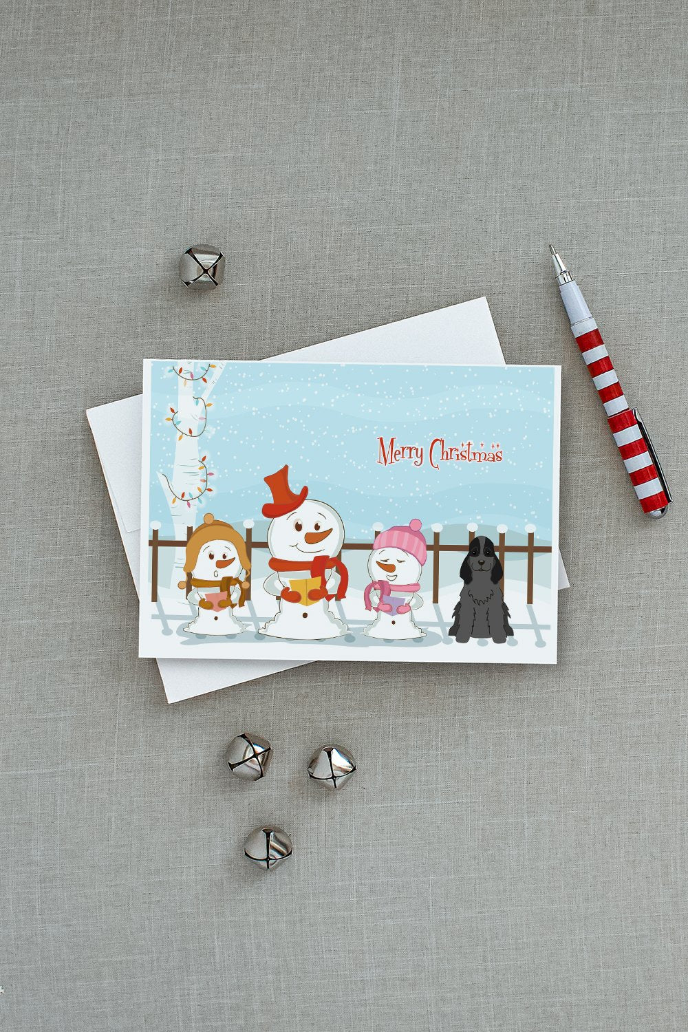 Merry Christmas Carolers Cocker Spaniel Black Greeting Cards Pack of 8 Blank Cards with Envelopes Whimsical A7 Size 5x7