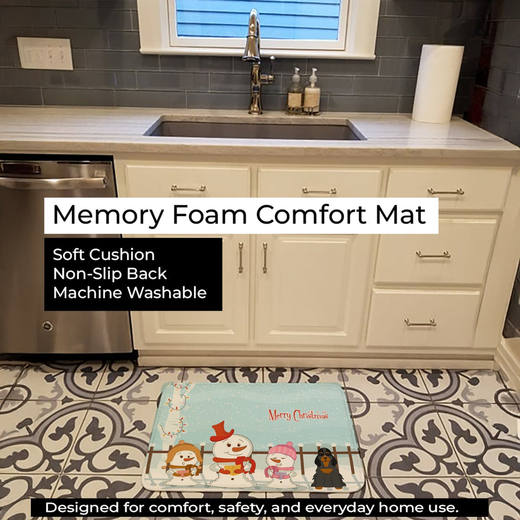 Merry Christmas Carolers Cocker Spaniel Black Tan Memory Foam Kitchen Mat Machine Washable Anti-Fatigue Cushion Comfort Bath or Kitchen Rug