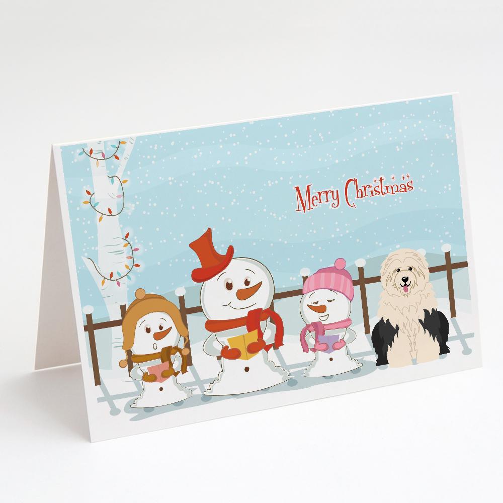 Merry Christmas Carolers Old English Sheepdog Greeting Cards Pack of 8 Blank Cards with Envelopes Whimsical A7 Size 5x7