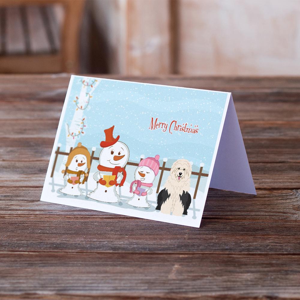Merry Christmas Carolers Old English Sheepdog Greeting Cards Pack of 8 Blank Cards with Envelopes Whimsical A7 Size 5x7