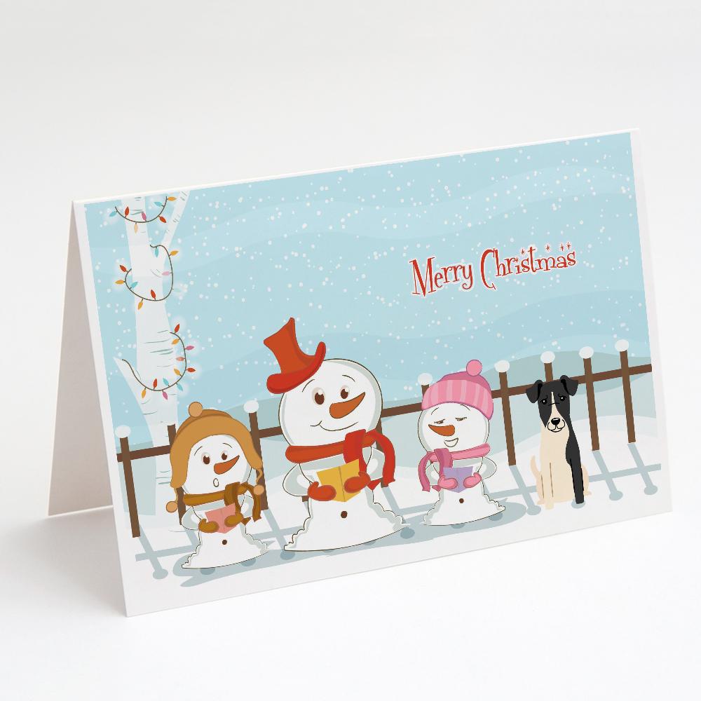 Merry Christmas Carolers Smooth Fox Terrier Greeting Cards Pack of 8 Blank Cards with Envelopes Whimsical A7 Size 5x7